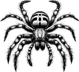 Canvas Print - black spider isolated on white