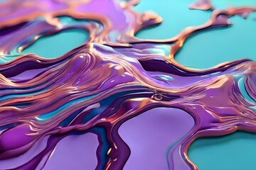 Wall Mural - abstract ai generated background illustration of a colored floating liquid in violet and turquoise pastel colors Generative AI