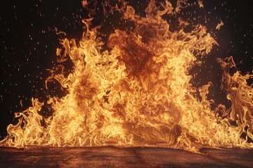 Canvas Print - Wooden floor with fire