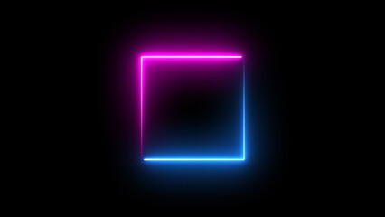 Wall Mural - illustration of neon frame with two colours pink and blue