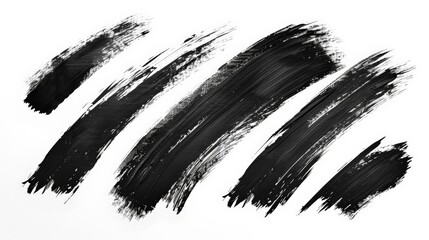 Aufkleber - A minimalist artwork showcasing wild, black brush strokes on a pristine white background. This image captures the raw essence of abstract expressionism with bold, sweeping lines.