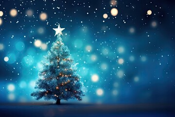 Poster - Christmas tree decoration bokeh bright lights particles christmas outdoors nature.