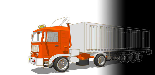 Wall Mural - truck sketch symbol 3d illustration	
