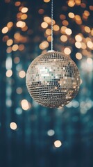 Canvas Print - Retro photography of a disco ball lighting night illuminated.