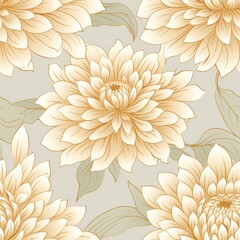 Sticker - Dahlia flower wallpaper pattern plant.