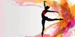 © Aksana - Elegant ballerina silhouette dancing on vibrant abstract background, ballet dancer, art concept