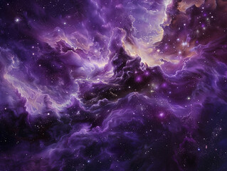 Wall Mural - Carina Nebula Centered on Deep Purple Background: A Cosmic Phenomenon