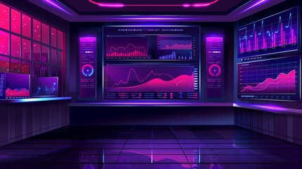 Fototapete - Futuristic Data Center Interior.