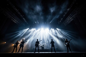 Canvas Print - Concert stage silhouette musician guitar.