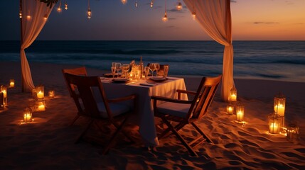 Luxury dinner beach view