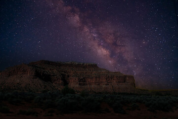 Wall Mural - View from road trip with Milky way over the top of mountain