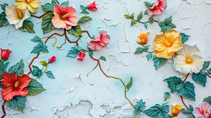 Poster - Painted flower wall