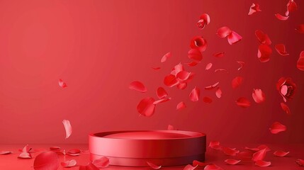 Wall Mural - Red Box with Flying Petals