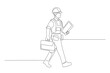 © stlineart - Male technician going to work. Labor concept one-line drawing