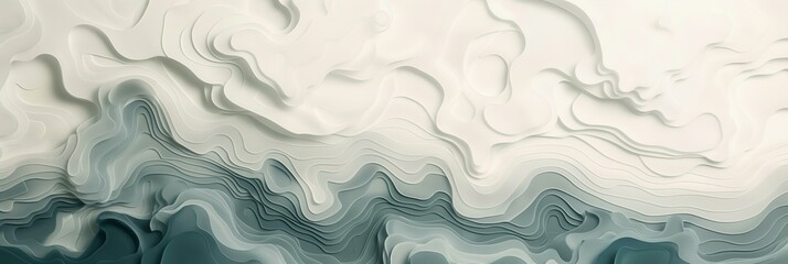 Wall Mural - Abstract Wavy Texture in Blue and White Tones