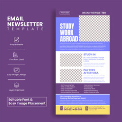 Wall Mural - education email newsletter editable template for study abroad and online learning website ui interfa
