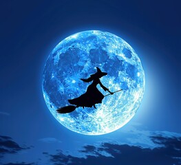  Witch Flying Over Moon