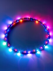 Poster - Circle of colored lights on blue background