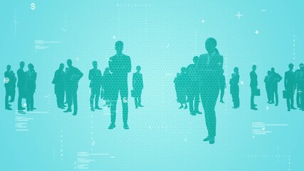 Aufkleber - Group of multinational people and digital technology concept.