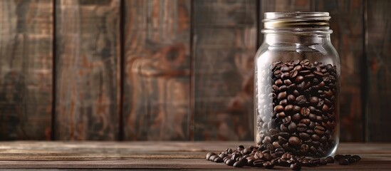 Aufkleber - Coffee beans and jar can be utilized as a backdrop in a copy space image