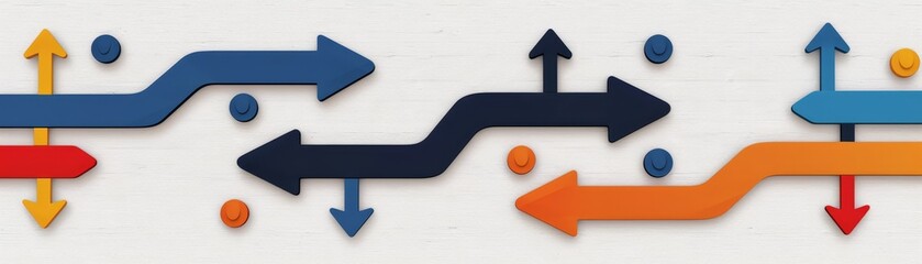 Wall Mural - abstract arrow design illustration of network connectivity, flow, and movement with curved lines and