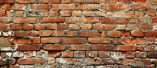 Poster - Close up of an aged brick wall showing signs of wear and tear with copy space image