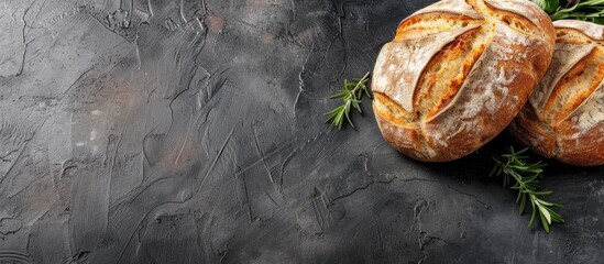 Poster - Bread on a dark backdrop with ample copy space image