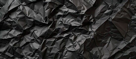 Leinwandbilder - Crumpled black paper texture background for creative design templates with copy space image