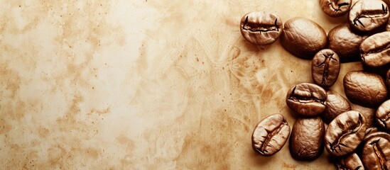 Poster - A coffee bean themed background with text above it suitable for a copy space image