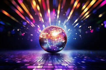 Wall Mural - Glossy disco ball nightclub sphere purple.