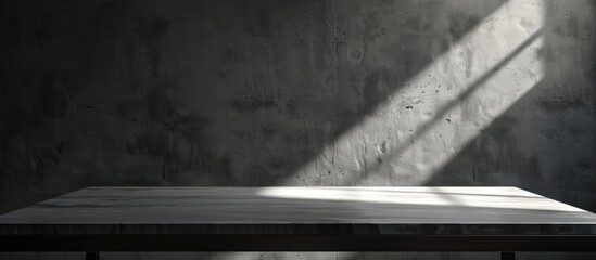 Leinwandbilder - A desk with ample blank space to showcase your product set against a wall casting shadows ideal for a copy space image