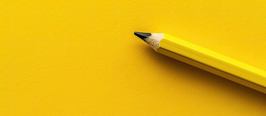 Aufkleber - A bright yellow background showcases a sharp diagonal yellow pencil on its own offering a mockup with ample copy space image