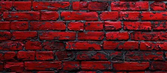 Sticker - A brick wall texture in red for a background with ample copy space image