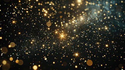 Wall Mural - gold stars on black background