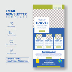Wall Mural - travel holiday email newsletter editable template for tour email template, website landing page , ve