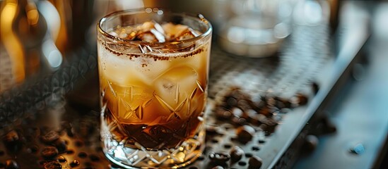 Aufkleber - Close up of an espresso tonic cocktail showcasing a copy space image