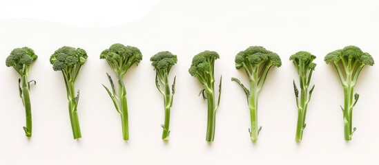 Aufkleber - Broccolini arranged on white background for copy space image