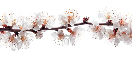 Fototapete - Copy space image of apricot tree s cherry blossoms against a white backdrop