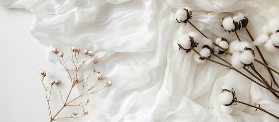 Aufkleber - Top view of cotton fabric serving as a backdrop for a copy space image