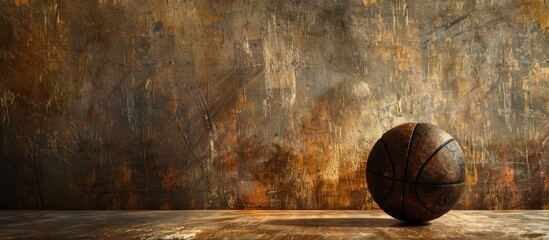 Canvas Print - Copy space image featuring a textured basketball