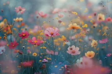 Wall Mural - Flower field asteraceae outdoors blossom.