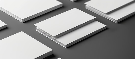 Fototapete - Corporate identity design displayed with company style templates on grey background showcasing blank business cards with copy space image