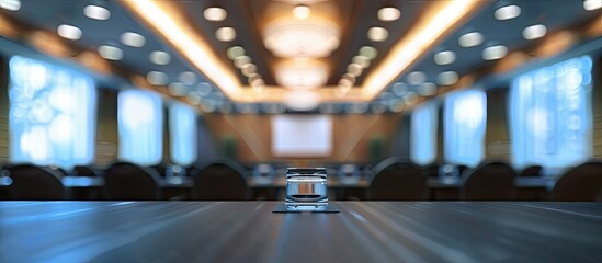 Aufkleber - Blurred background of an empty meeting or conference room with copy space image