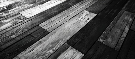 Aufkleber - Texture of black and white wooden parquet with copy space image