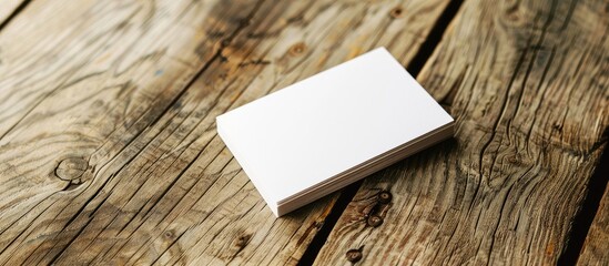 Leinwandbilder - Close up shot of a white business card on a wooden surface with ample copy space suitable for various business purposes