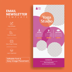 Wall Mural - editable email newsletter template for yoga and meditation website ui interface or webpage header, v