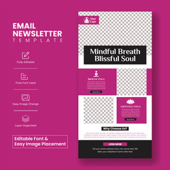 Wall Mural - editable email newsletter template for yoga and meditation website ui interface or webpage header, v