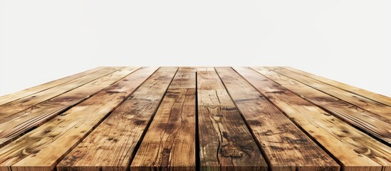 Aufkleber - Blank wooden tabletop against a white background made as a mockup for design purposes with copy space image available