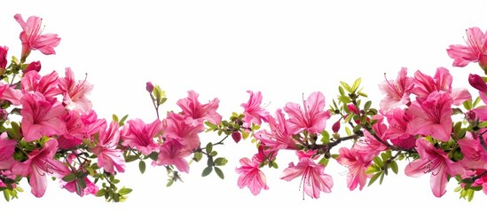 Wall Mural - a bright spring azalea decoration set against a white backdrop with ample copy space image