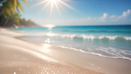 Nature of tropical summer beach with rays of sunlight